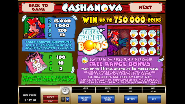 Игровой интерфейс Cashanova 5
